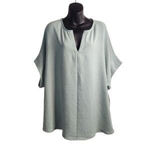 Zenana Women Plus V-Neck Dolman Short Sleeve Blouse Top Comfortable Fit Sz 3X